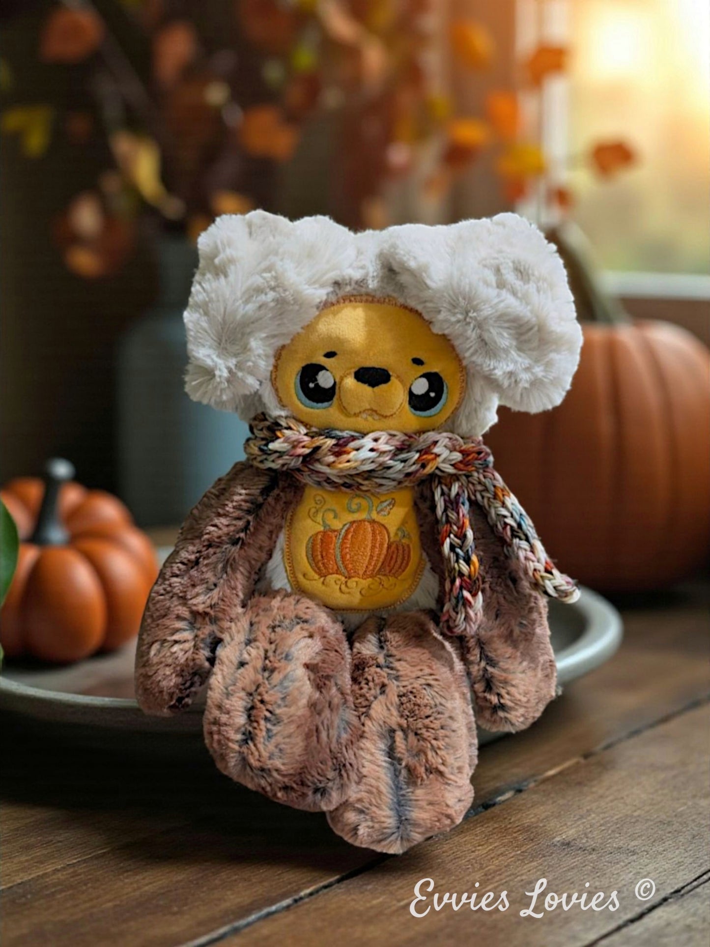 Pumpkin floppy ear wolf pup with scarf