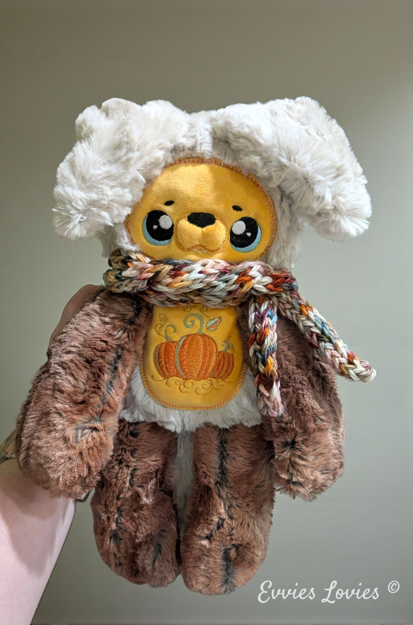 Pumpkin floppy ear wolf pup with scarf
